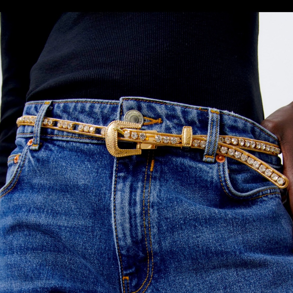 Zara crystals jewel blinged & gold belt - Picture 2 of 8